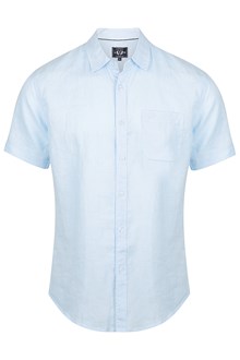 Short Sleeve Linen Shirt in Blue