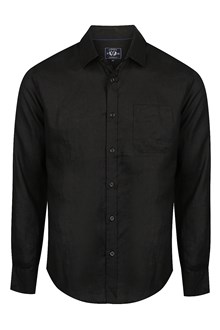 Long Sleeve Linen Shirt in Black