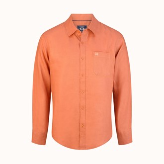 Long Sleeve Linen Shirt in Rust